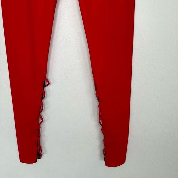 Jonathan Simkhai X Carbon38 Red Renee Legging Lace-up With Black Contrasting Und - Picture 6 of 13